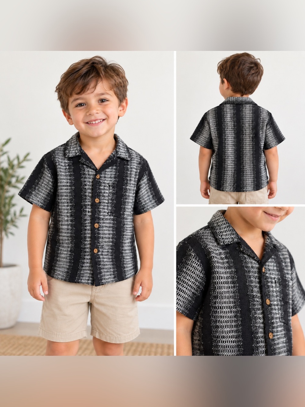 Distortion Boys Small Geometric Button-Up knit in Black & White size S